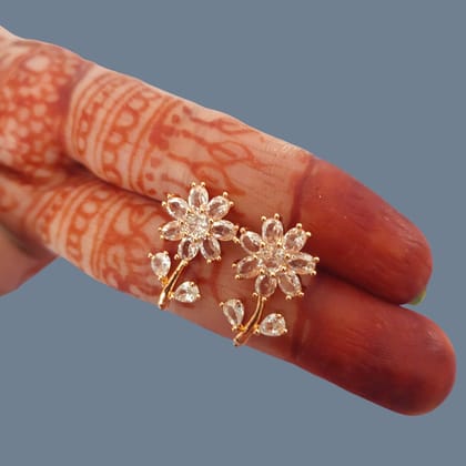 Exquisite American Diamond & Pearl Stud Earrings | Gold Plated Stainless Steel for Women