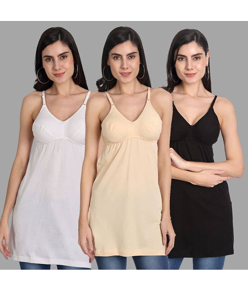 AIMLY Cotton Camisoles - Multi Color Pack of 3