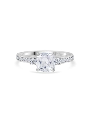 1.5 Carat Square Solitaire American Diamond  Proposal Ring-12