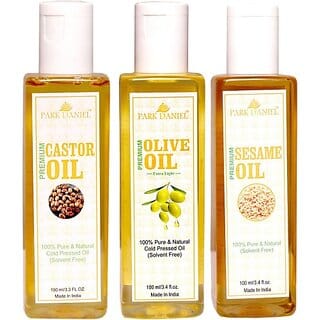 PARK DANIEL Premium Sesame oil, Olive oil, Castor oil combo of 3 bottles of 100 ml(300 ml) (300 ml)