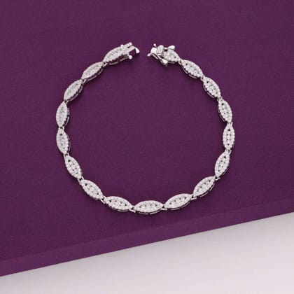 Crystal Pears Silver Tennis Bracelet-White Stone / Silver