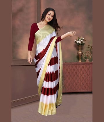 JIHANA FAB Georgette Printed Saree With Unstitched Blouse Piece ( Brown )