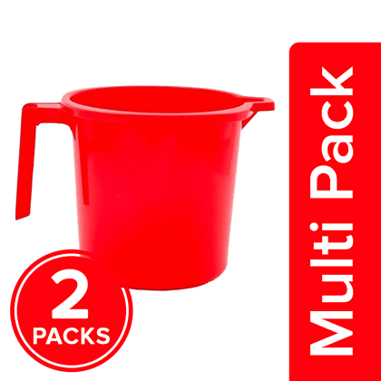 BB Home Premium Plastic Bathing Mug - Red, 2 x 1 L Multipack
