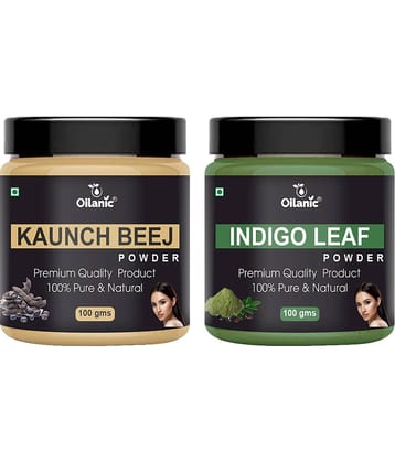 Oilanic 100% Pure Kaunch Beej Powder & Indigo Powder For Skincare Hair Mask 200 g Pack of 2