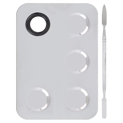 Elecsera Steel Makeup Mixing Color Plate with Spatula for Cosmetic Foundation Palette ()