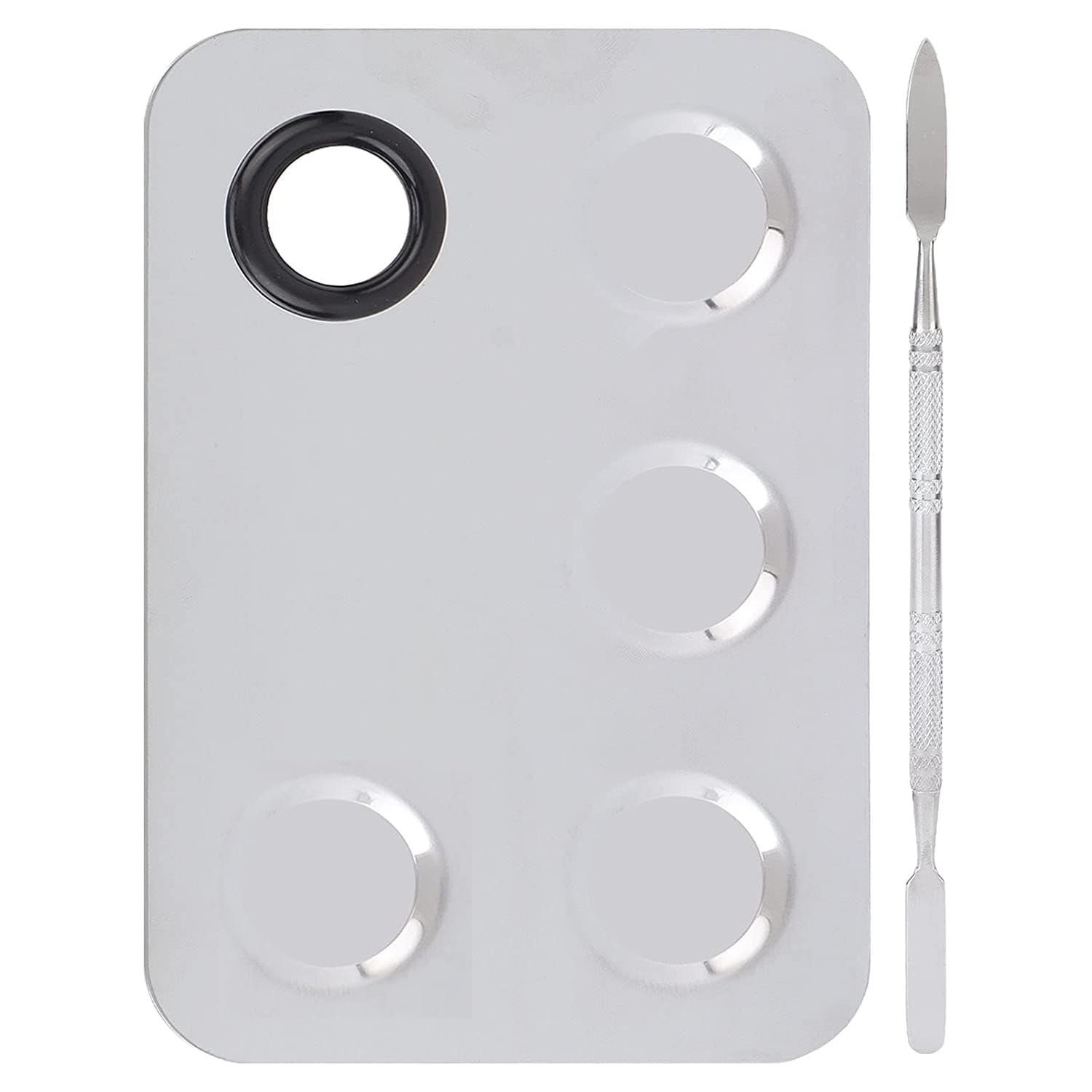 Elecsera Steel Makeup Mixing Color Plate with Spatula for Cosmetic Foundation Palette ()