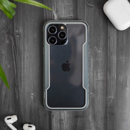 iPhone 14 / Pro / Max / Plus Case - Grey Defence Shield Metal Cover | Military Grade Protection-iPhone 14