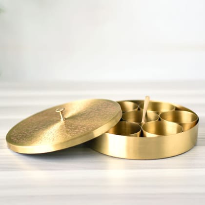 Brass Engraved Spice Box-8 INCHES