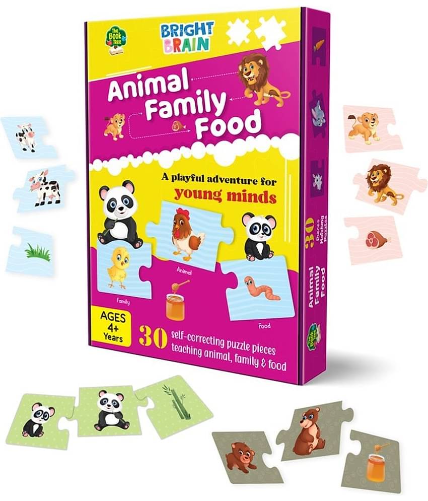 The Book Tree Animals Family Food Puzzle - 20+ Piece Jigsaw Puzzle for Preschoolers, Educational Toy for Learning Animals Family Food, Gifts for Kids Ages 3 to 6