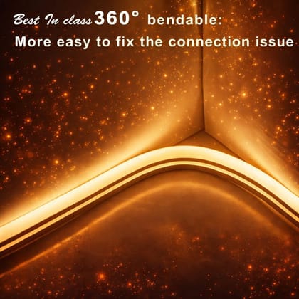 SPARKWORLD 5 Meter Warm Yellow LED Neon Flex Strip IP65 Waterproof, Cuttable, Flexible Neon Decorative Lighting | Size: 4.98 m