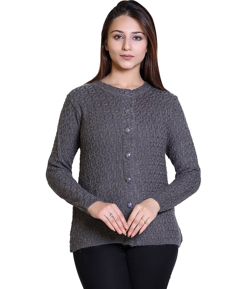 Ogarti Woollen Silver Buttoned Cardigans - Single