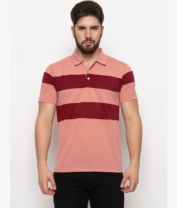 ZEBULUN Pack of 1 Cotton Blend Regular Fit Colorblock Half Sleeves Men's Polo T Shirt ( Pink )
