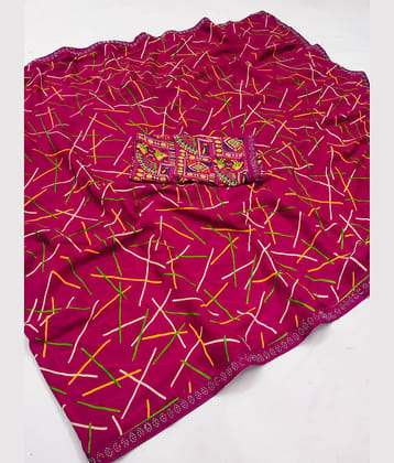 ANAND SAREES Georgette Printed Regular Saree With Unstitched Blouse Piece ( Pink )