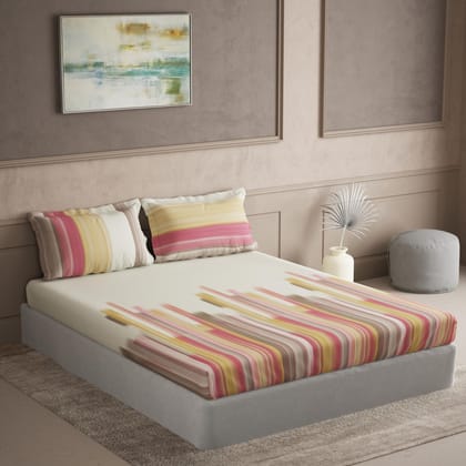 DDECOR - Maxima Collection 100% Cotton Contemporary Pattern 180TC Super King |274 CM X 274 CM| with 2 Pillow Covers - Red