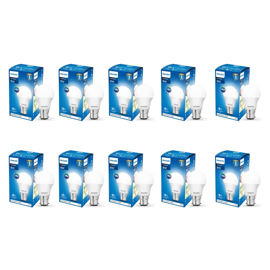 Philips 9-Watts B22 LED Cool Day White LED Bulb, Pack of 10, (Ace Saver) - Electricals | Buy online on ZillyBuy