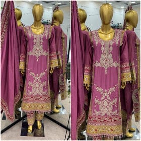 Beautiful Top-Bottom And Dupatta With Heavy Embroidery Cording Sequence Work Beautiful Top-Bottom And Dupatta With Heavy Embroidery Cording Sequence Work