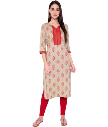 GOD BLESS Beige Rayon Straight Kurti - Single