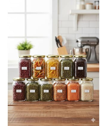 AFAST Food Storage Jar Glass Transparent Food Container ( Set Of 11 )