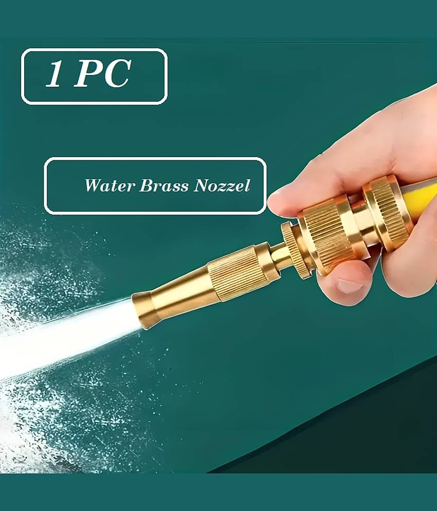 Solid BRASS Water Spray Nozzle for all Half inch hoses, Adjustable Water Jet Spray Gun, High Pressure, Wash Bike-Car-Pets, Garden