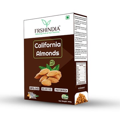 FRSHINDIA Natural Premium California Dried Almonds | Protein | Rich in Fibre Almonds  (400 g)