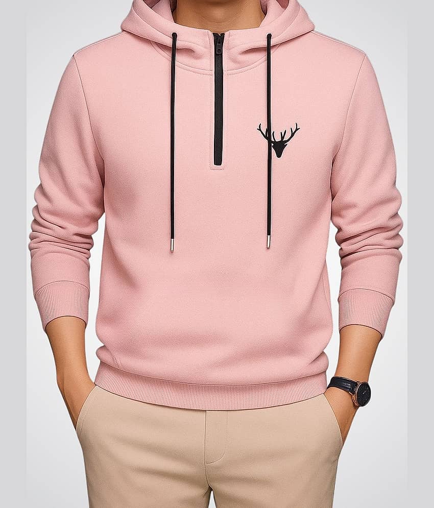 Garimaknitwear Fleece Hooded Men's Sweatshirt - Pink ( Pack of 1 )