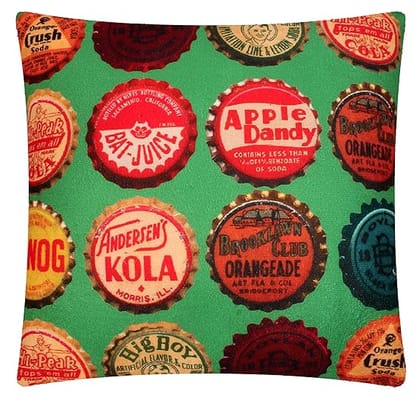KOKO Green Beer & Cold Drinks Caps Digital Print Velvet Cushion Covers  Set of 5, 16x16 Inches (40x40 cm), Zippered Square Pillow Shams for Sofas, Chair Seat, Bed