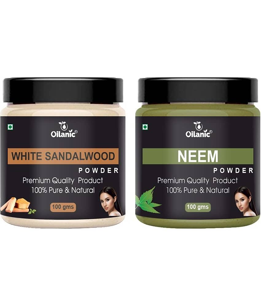 Oilanic 100% White Sandalwood Powder & Neem Powder For Skincare Hair Mask 200 g Pack of 2