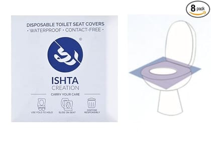 ISHTA Disposable Waterproof Toilet Seat Covers - 40 Covers (5 Covers/Pack - 8 Packs) | Fabric Based | Fold To Hold So No Contact With Unhygienic Seats | Hygiene Anytime Anywhere
