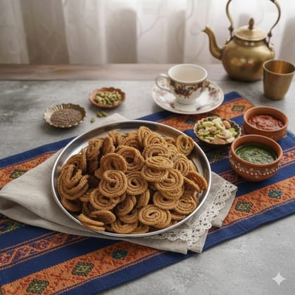 Annapurna Tiffin Services Bhajani Chakli (250g) | Crispy & Crunchy Spiral Snack | Traditional Homemade Maharashtrian Recipe | Perfect Tea-Time Namkeen