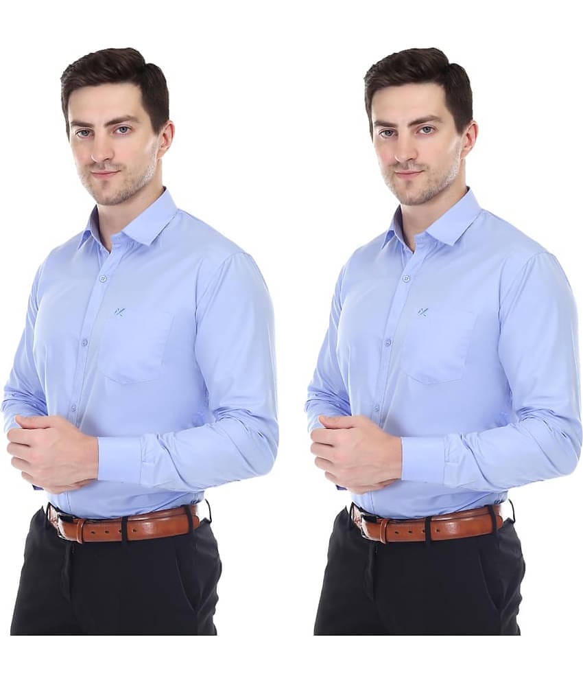 XJARVIS Cotton Blend Slim Fit Full Sleeves Men's Formal Shirt - Blue ( Pack of 2 )