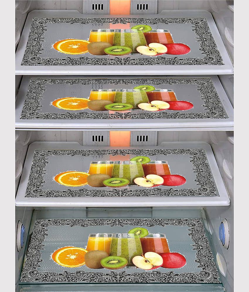 PVC Abstract Fridge Mats ( 43 x 29 ) Pack of 4 - Multicolor