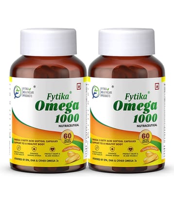 Fytika Omega 1000 (Omega-3 Fatty acids)- 2x60 Capsules (Pack of 2)