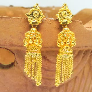 Traditional 1gm gold and micron plated  chained jhumkis