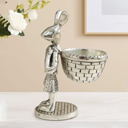 Aluminium Showpiece Rabbit Basket, Height : 8 Inch (ASMAS494 S)