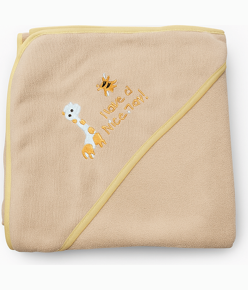 KALRA MAGIC Brown Cotton Hooded Baby Blanket ( Pack of 1 )