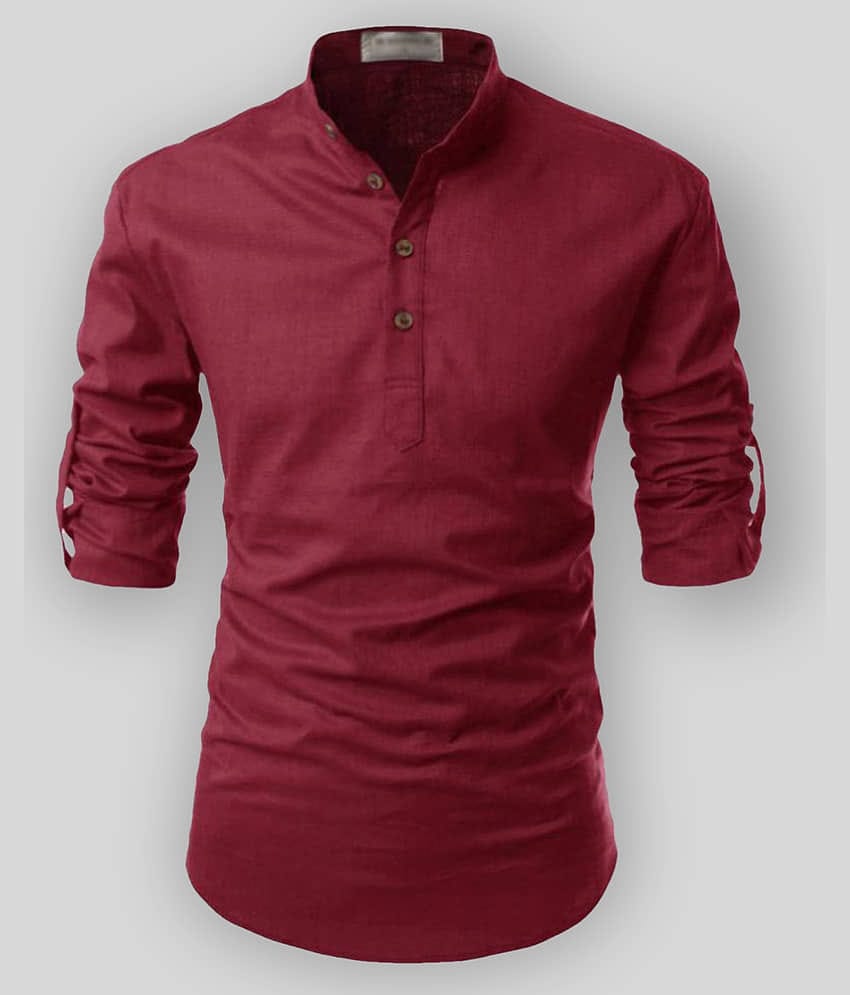 Life Roads - Sky Blue Cotton Men's Shirt Style Kurta ( Pack of 1 )