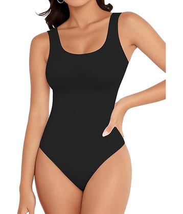 TESMEZY Pack of 1 Polyester Women's BodySuite ( Black )