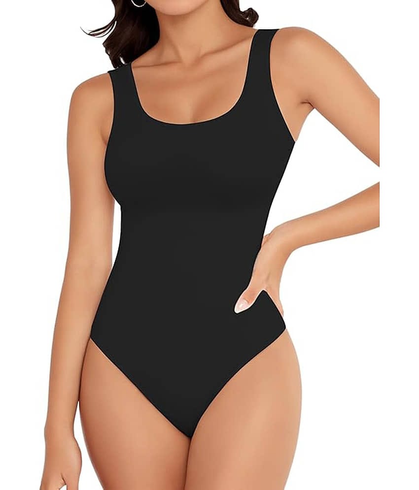 TESMEZY Pack of 1 Polyester Women's BodySuite ( Black )