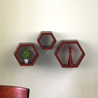 Onlinecrafts Wooden Wall Shelf Wooden Wall Shelf (Number Of Shelves - 3, Brown)