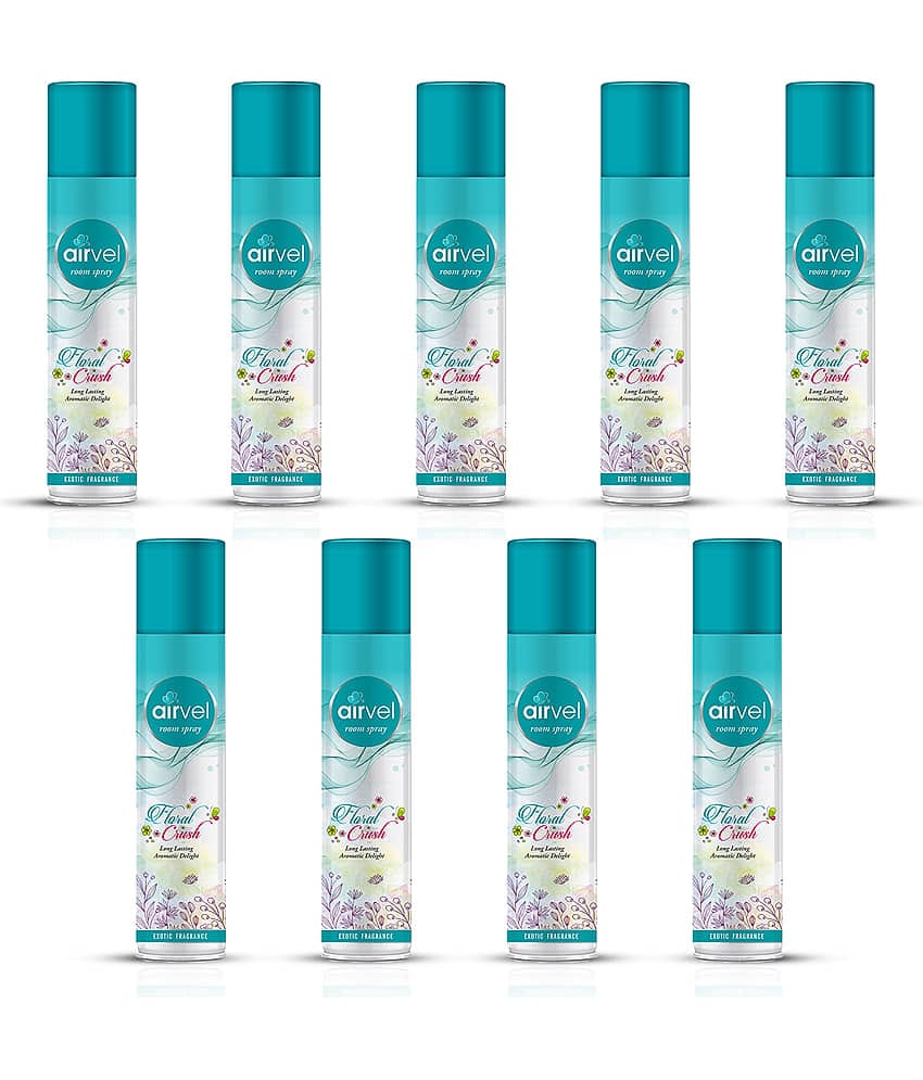 Airvel Floral Fragrance Room Spray Air Freshener for Home, Bathroom and Car 217ml ( Pack of 9 )