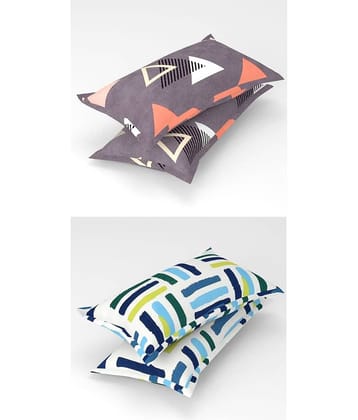 Homefab India - Pack of 4 Microfiber Floral Printed Standard Size Pillow Cover ( 66.04 cm(26) x 43.18 cm(17) ) - Multi-Colour
