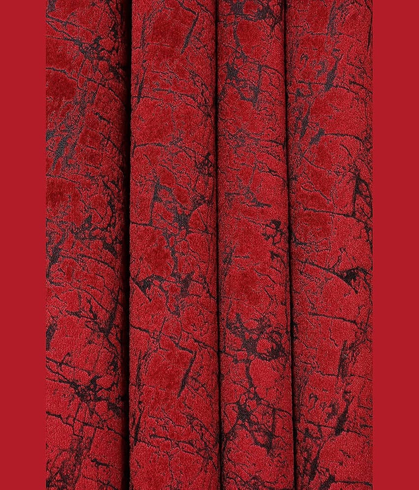 Kraftiq Homes Abstract Room Darkening Eyelet Curtain 5 ft ( Pack of 1 ) - Maroon