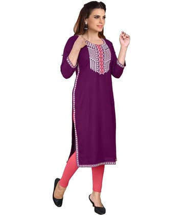 Kapadia - Wine Rayon Women's Straight Kurti ( Pack of 1 )