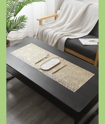 PVC 4 Seater Table Runner ( 92 cm x 33 cm ) Single - Gold