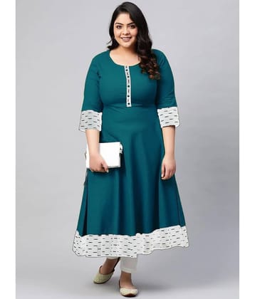 Estela - Teal Cotton Blend Women's Flared Kurti ( Pack of 1 )