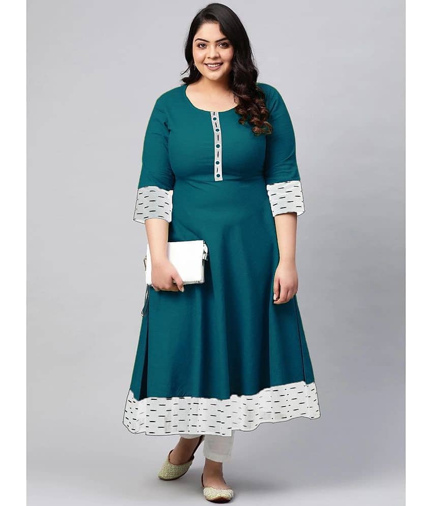 Estela - Teal Cotton Blend Women's Flared Kurti ( Pack of 1 )