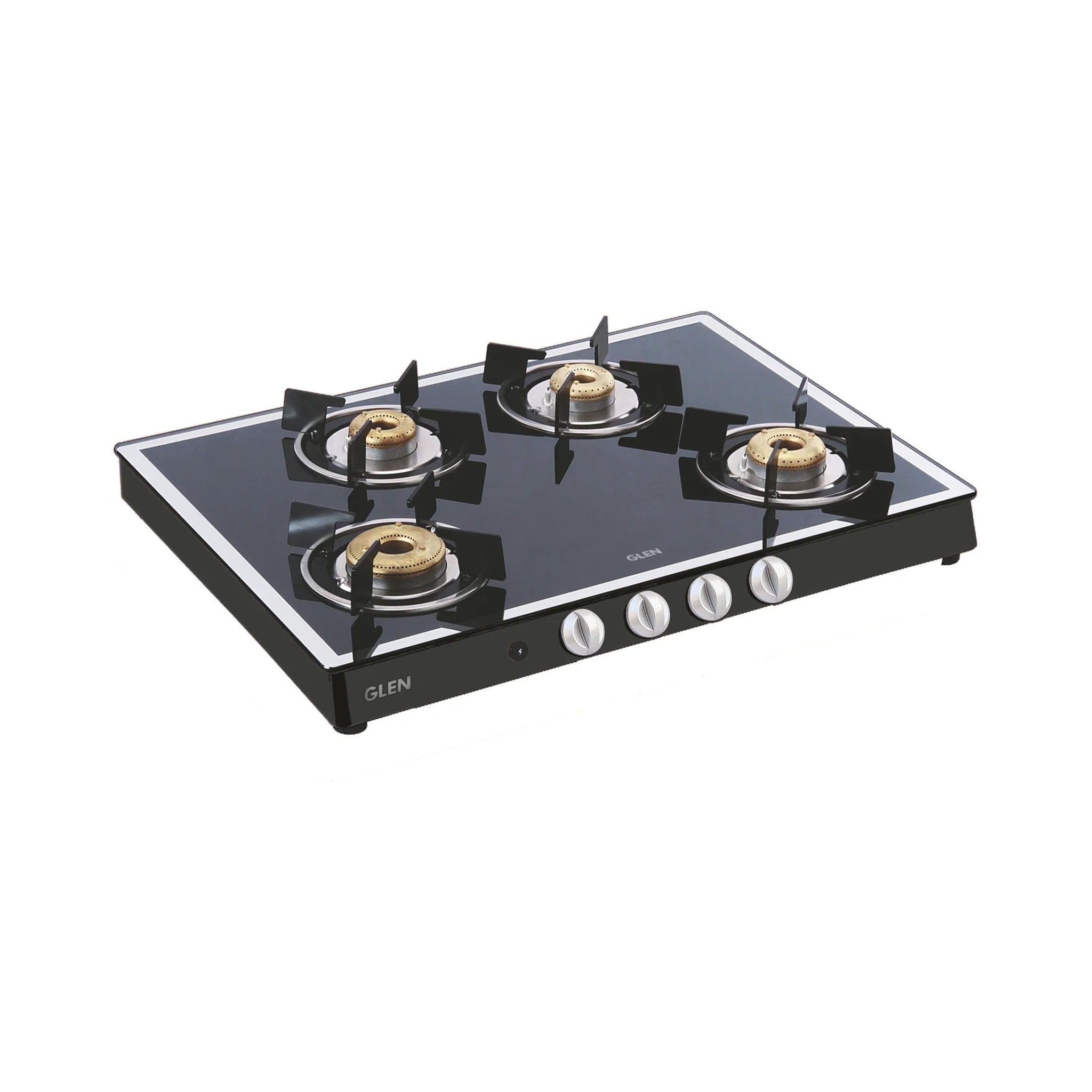 4 Burner Glass Gas Stove Mirror Finish 1 High Flame 3 Forged Brass Burners Auto Ign 70 CM Black (CT1048GTFBMBLAI)