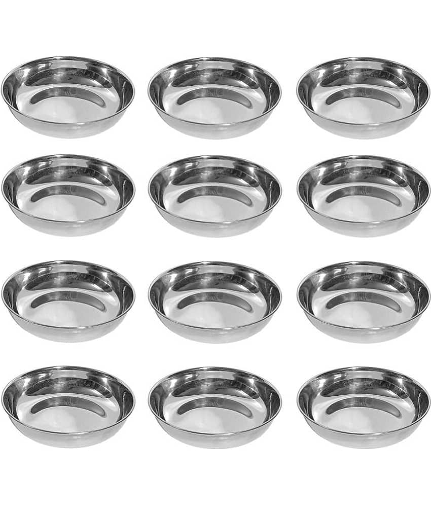 A & H ENTERPRISES - Sweet Dish Bowl / Halwa Plate Stainless Steel Dessert Bowl 100 mL ( Set of 12 )