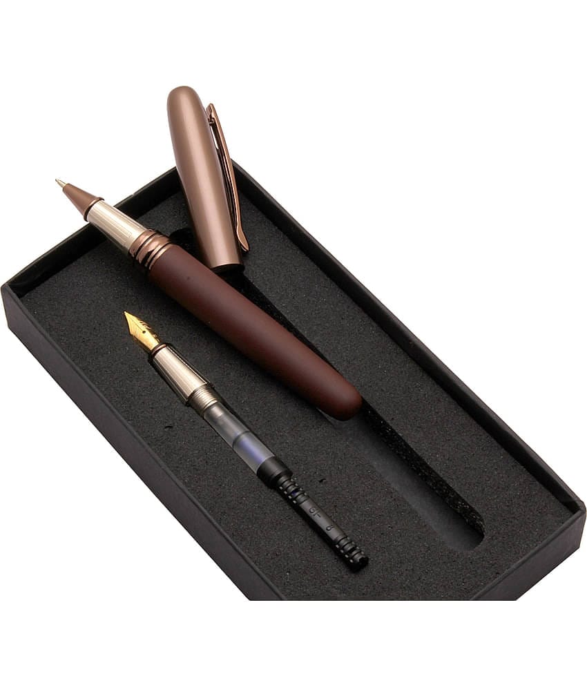 Srpc Matte Black Metal Body Fountain Pen Convertible To Roller Pen 2 in 1 System Pen