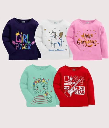 Kuchipoo Pack of 5 Girls Cotton Blend T-Shirt ( Multicolor4 )